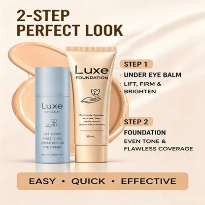 Liquid Foundation Makeup Set 4 Pcs, Full Coverage Buildable Foundation, Eye Cream Applicator & 2 Foundation Brushes