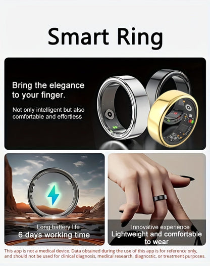 R18 Smart Ring Activity Tracker with 20+ Workout Modes – Sleep & Stress Monitor, Heart Rate, iPhone & Android Compatible, USB Charging