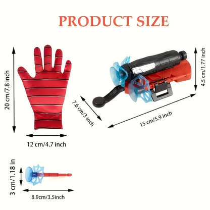 Wrist Spider Web Shooter Toy for Kids & Teens, Superhero Web Launcher Set with Eye Mask Target & Water Gun