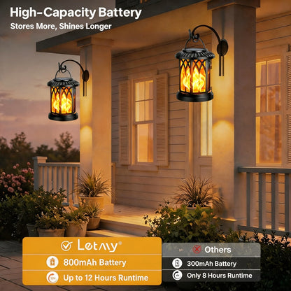 Solar Lantern Outdoor Hanging Lights Flickering Flame IPX5 12Hrs Garden Yard Patio Decor Classic Black Antiqued Bronze 2 or 4 Pack