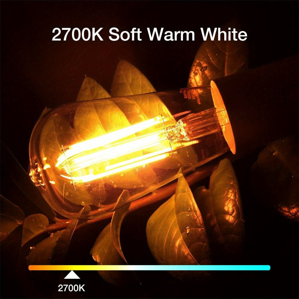 Edison Bulbs LED Vintage, 8W 60W Equivalent Dimmable E26 Base, 800 Lumens 2700K Warm White, 80+ CRI Antique Filament Style LED Edison Light