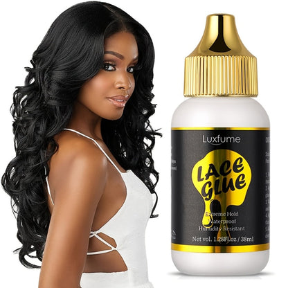 Wig Glue Latex Free 1.28oz Lace Front Traceless Sweat Rain Resistant All Day Wear Sensitive for Home, Travel and Salon Hair Styling