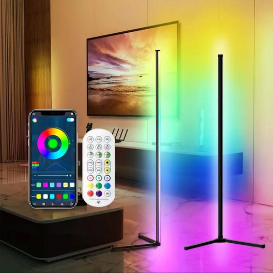 RGB Corner Floor Lamp 360 Degree Color Changing - 16 Million Colors, APP & 24-Key Remote Control
