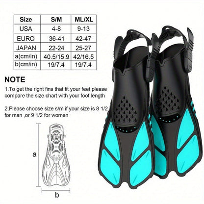 Adjustable Snorkel Diving Fins with Anti-Slip Lace-Up Design – Lightweight PP/TPR Open Heel Fins for Snorkeling Freediving Scuba Diving