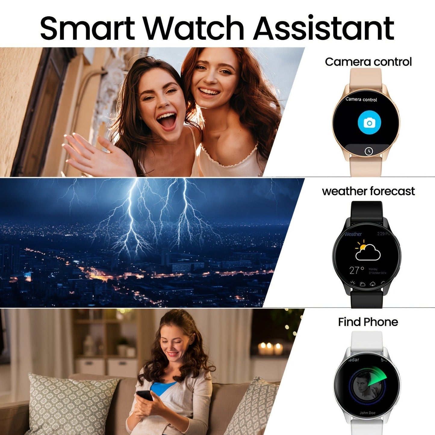 Smartwatch Sports 1.52" Full Touch Screen, Call & Activity Tracker, Color Options & Everyday Wear Design