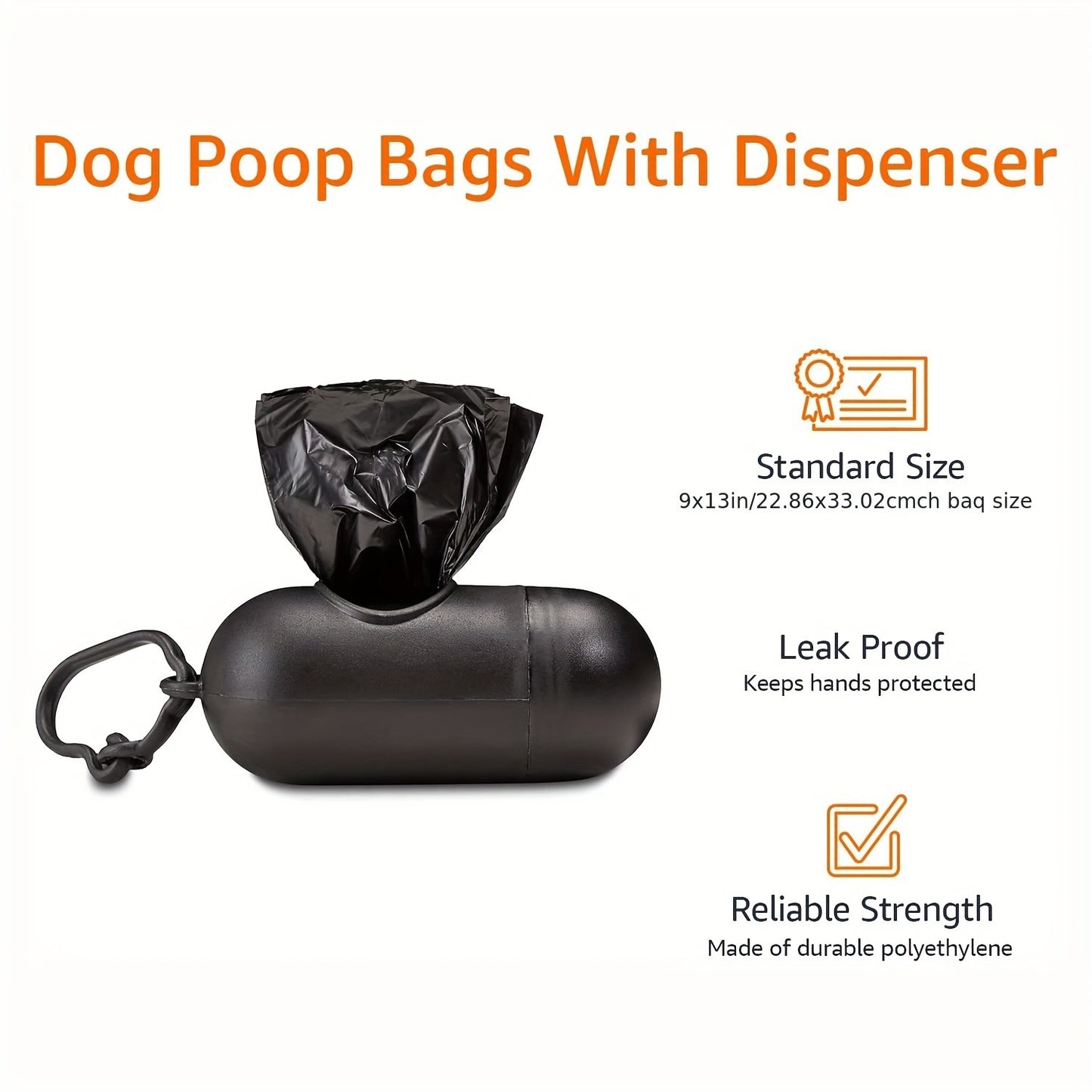 Dog Waste Bag Dispenser with D-Ring – 900 Bags Included, 60 Rolls, Leash & Key Attachment, Portable Poop Bag Holder for Walking