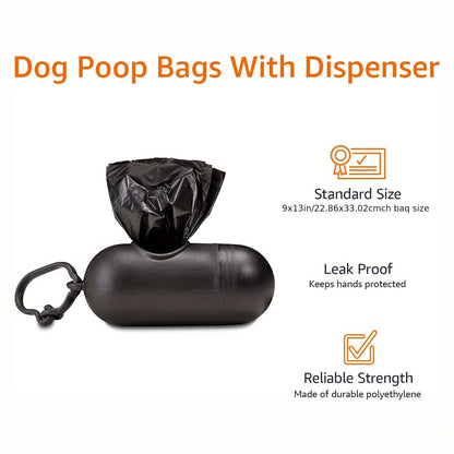 Dog Waste Bag Dispenser with D-Ring – 900 Bags Included, 60 Rolls, Leash & Key Attachment, Portable Poop Bag Holder for Walking