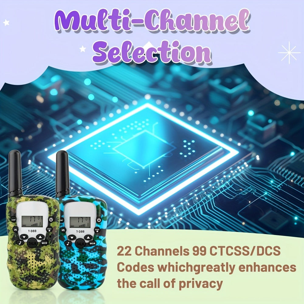 Colorful T-388 Two-Way Radio Set with LCD Screens in Two- or Four-Handset Packs for Outdoor Communication