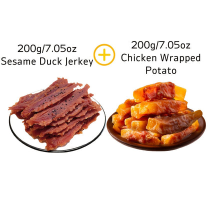 Sesame Duck Jerky Dog Treats 400g Mixed Flavor – Cheese Duck, Chicken Jerky & Sandwich Sticks, High Protein Low Fat