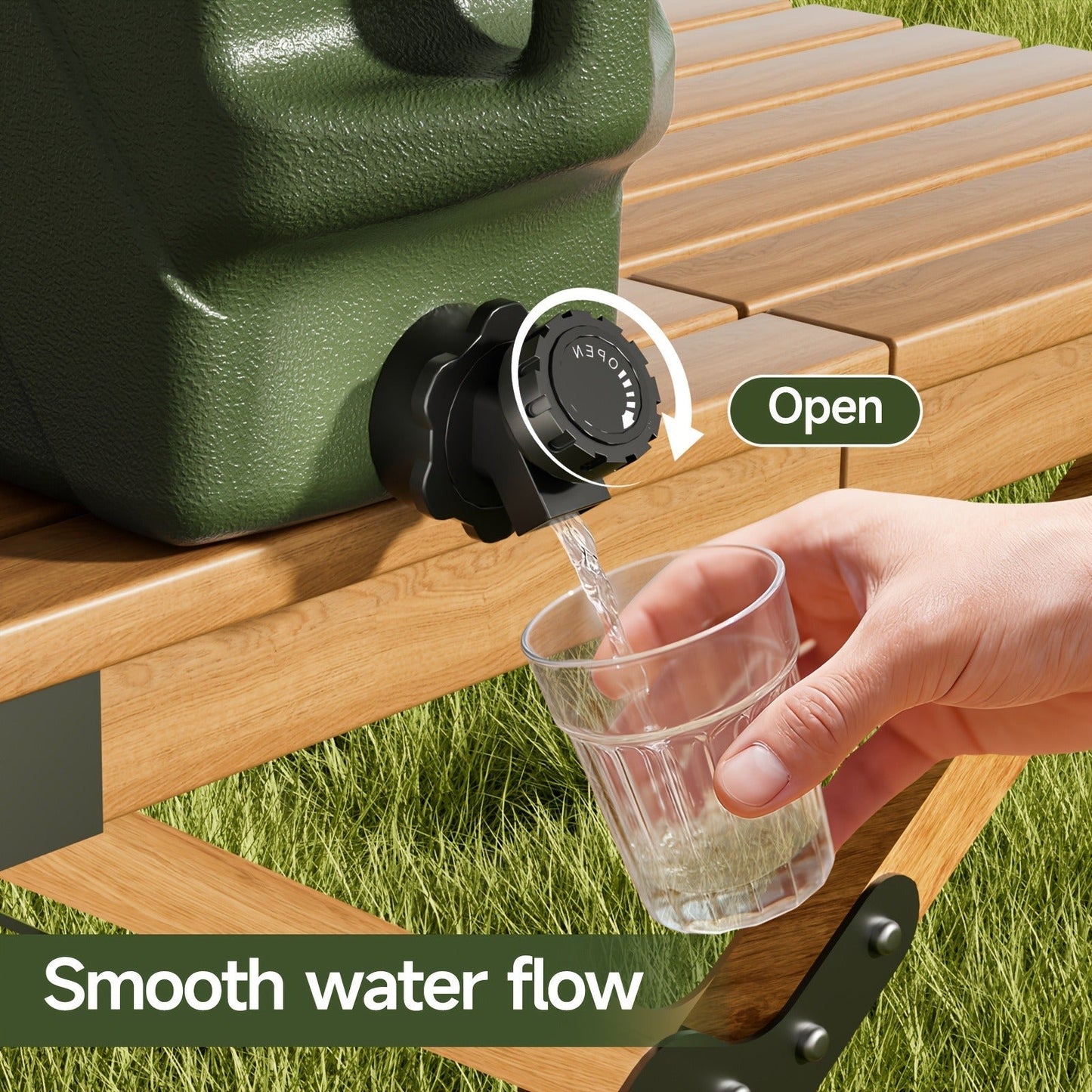 Collapsible Camping Water Storage Bucket 3.2 Gal Portable Water Tank with Faucet Dispenser Army Green Outdoor Emergency Water Container
