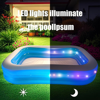 Inflatable Swimming Pool Glow Night Light PVC Reinforced Thickened Fast Setup Outdoor Backyard Party Pool for Adults Kids Family