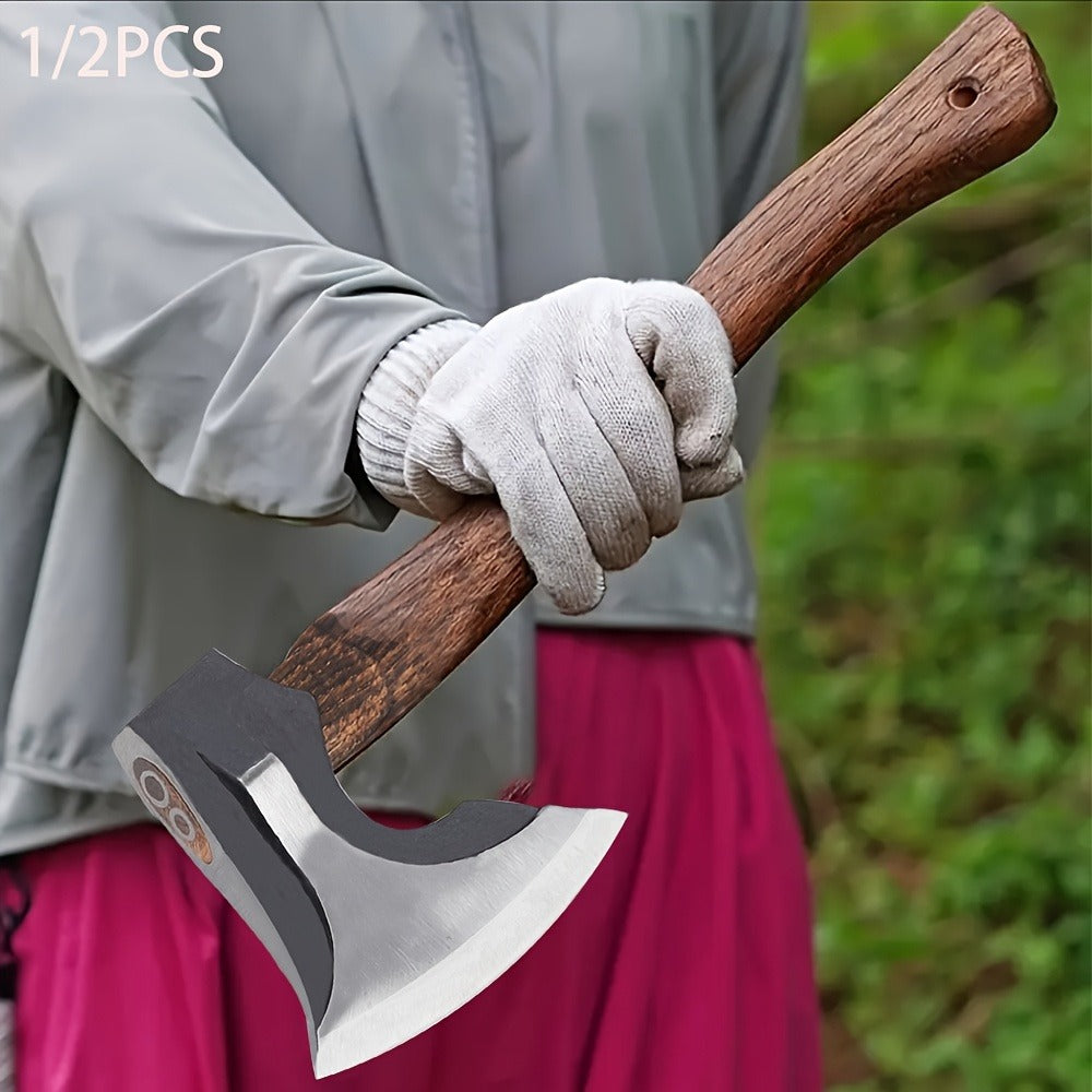 Splitting Axe Forged Carbon Steel 15.6-Inch with Handcrafted Wooden Grip, Professional Backyard Hatchet for Wood Chopping