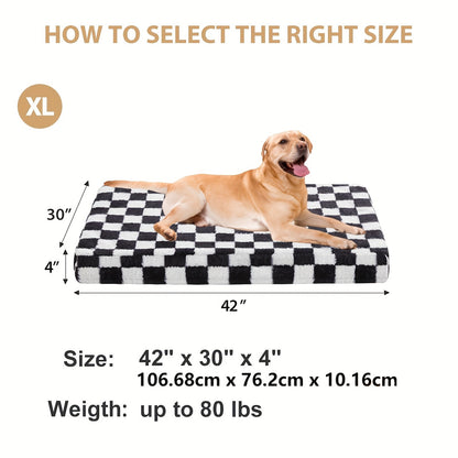 Orthopedic Dog Bed with Removable Washable Cover – Non-Slip Bottom, Black & White Plaid, Soft Memory Foam Dog Sofa Bed