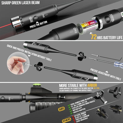 Laser Bore Sighter Kit with 64 Adapters, Red Laser Bore Sight for Rifles Shotguns Pistols Revolvers, Multi-Caliber .17 to 12GA Boresighter