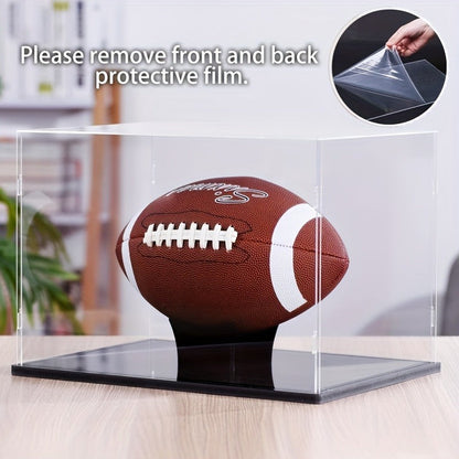 Acrylic Football Display Case Clear Crystal Box with Removable Football Stand Detachable Easy Assembly Memory Storage Display Box for Full