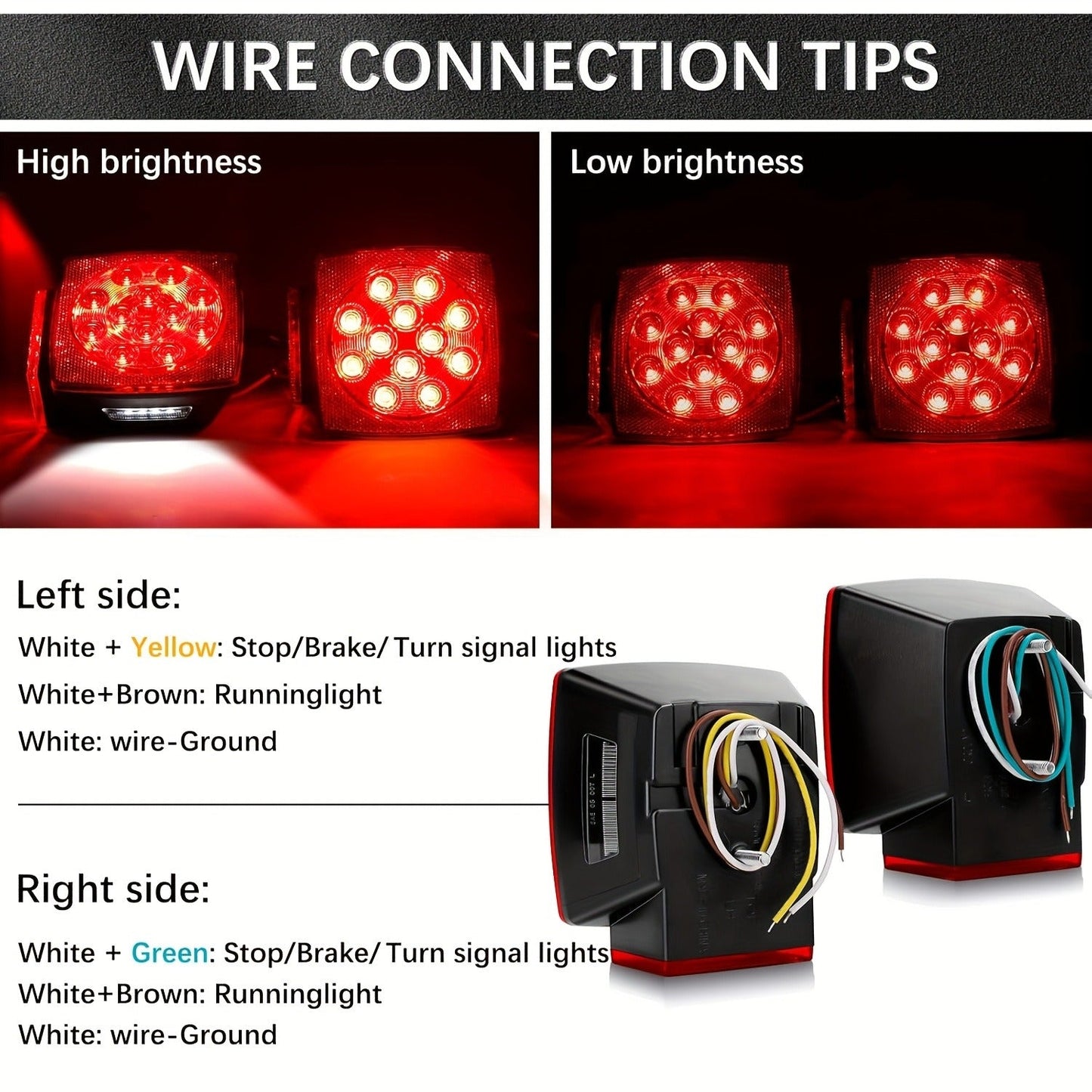 LED Trailer Light Kit 12V Submersible – Utility Trailer Lights for Boat, RV & Truck Under 80", Complete Wiring Harness