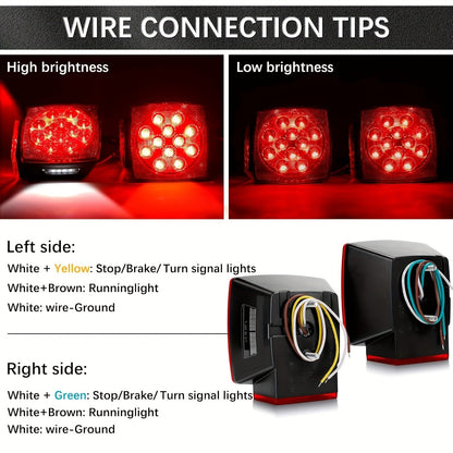 LED Trailer Light Kit 12V Submersible – Utility Trailer Lights for Boat, RV & Truck Under 80", Complete Wiring Harness