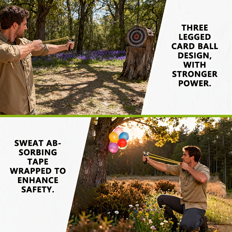 Alloy High-Velocity Slingshot Set for Hunting – Professional Catapult with Slingshot Bag, 100 Mud Beads & 2 Rubber Bands | Outdoor Target