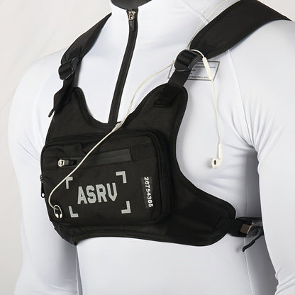 Contrast-Trim Running Vest Chest Pack with Adjustable Harness, Zipper Pockets and White or Black Choice
