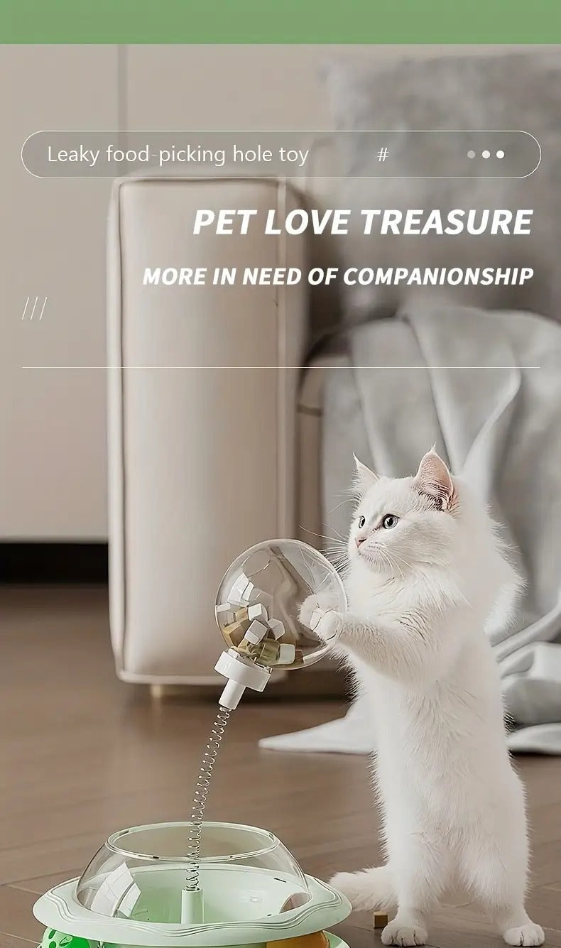 Cat Puzzle Toy Spinning Wheel with Food Spill Feeder – Interactive Rotating Excavating Toy for Indoor Cats & Kittens