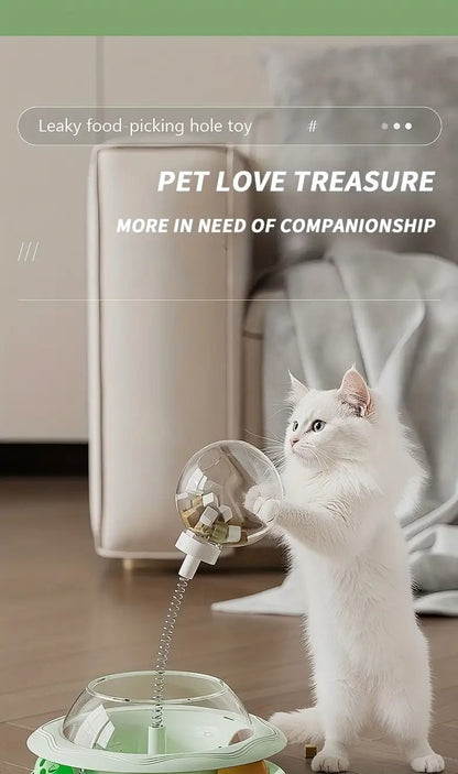 Cat Puzzle Toy Spinning Wheel with Food Spill Feeder – Interactive Rotating Excavating Toy for Indoor Cats & Kittens