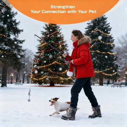 Dog Flirt Pole Telescopic – Extendable Flirt Stick with 3 Detachable Toys & Nylon Rope, Aluminum Alloy Dog Chase Toy