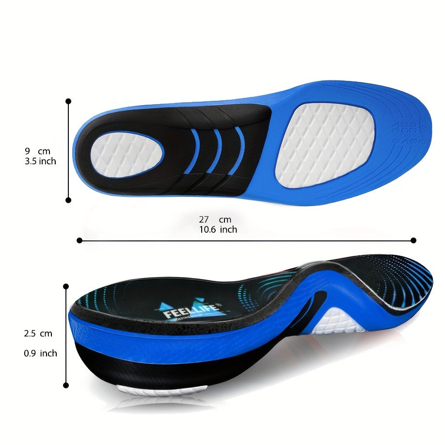 High-Arch PU and TPU Shoe Inserts with Deep Heel Cup in M, L and XL Sizes for Work Boots and Sneakers