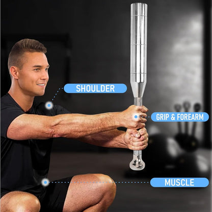 Fitness Equipment Adjustable Silver Steel Club with 6.5 to 17.5 lb Threaded Weight Configurations