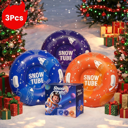 Snow Sled Tubes 3-Pack Foldable Inflatable – Triple-Layer PVC Snow Tubes 36 & 40 Inch, 220 lbs Capacity, 3-Layer Airlock Valve