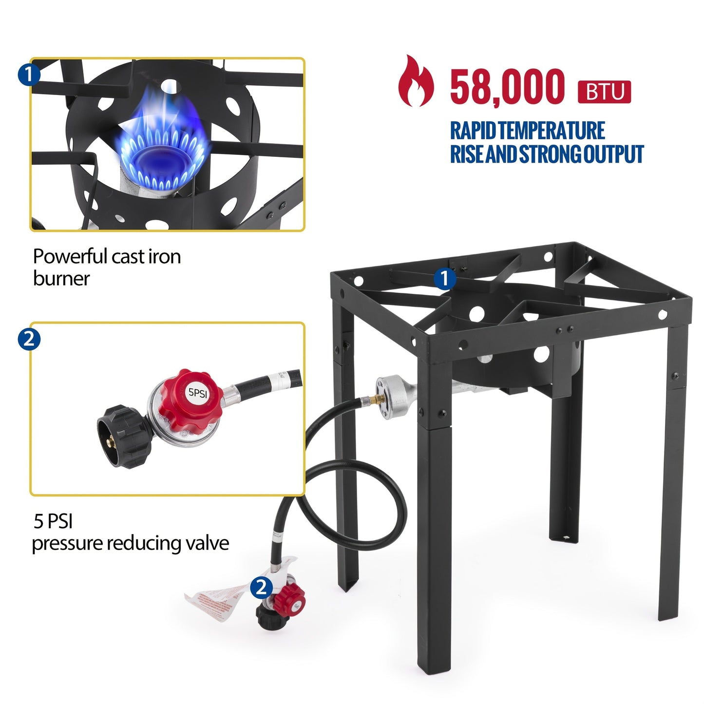 Outdoor Deep Fryer 18 Qt Dual Basket Propane Fish Fryer 58000 BTU Cast Iron Burner with Stand for BBQ Camping Tailgate