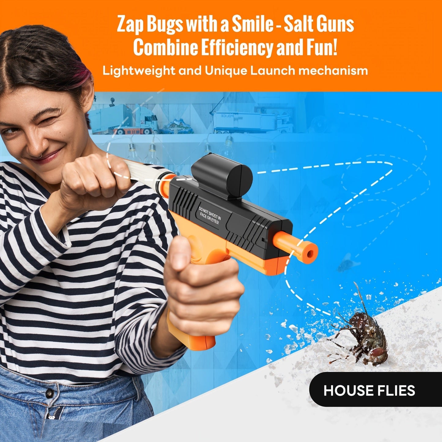 Bug Salt Gun Fly Pistol Salt Shooter Pest Control Toy No Chemicals No Batteries Indoor Outdoor Home Garden Camping Gift