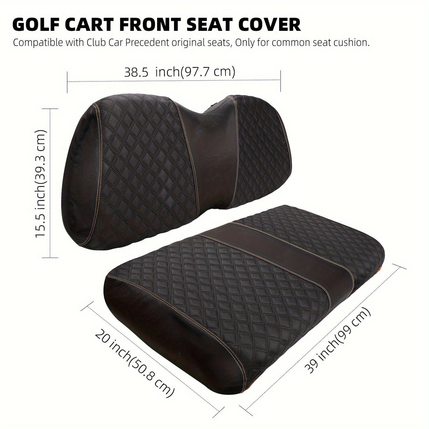 Golf Cart Seat Covers for Club Car Precedent Front Seat 1680D Oxford Cloth No Drilling Required Breathable Washable Air Dry Soft Protective
