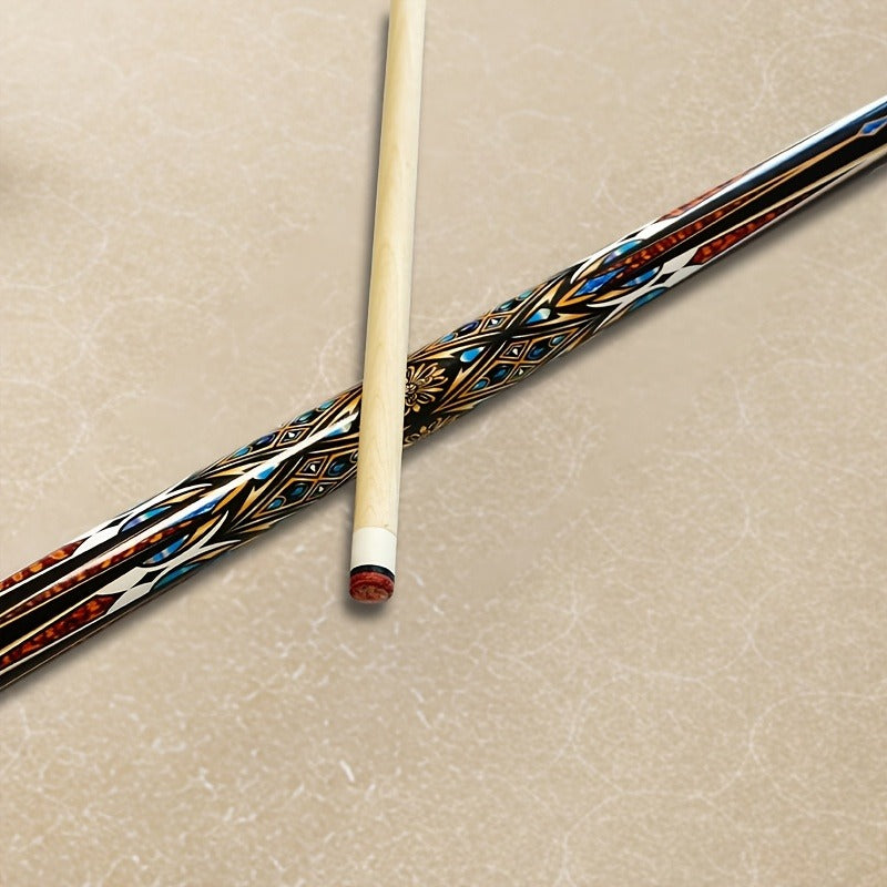 58-Inch Maple Pool Cue with Two-Piece Construction, Decorated Butt and Style A, B or C Design Choices