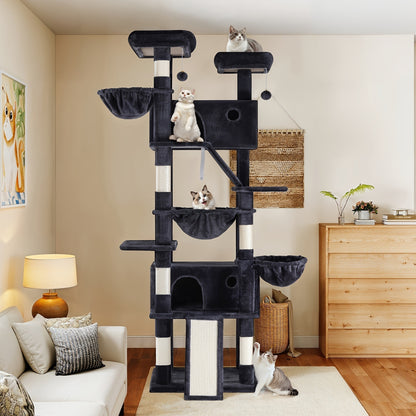 Cat Tree Tower Multi-Level for Indoor Cats – Cat Furniture with Sisal Scratching Posts, Plush Perches, Hammock, Basket & Corner Condo Cave