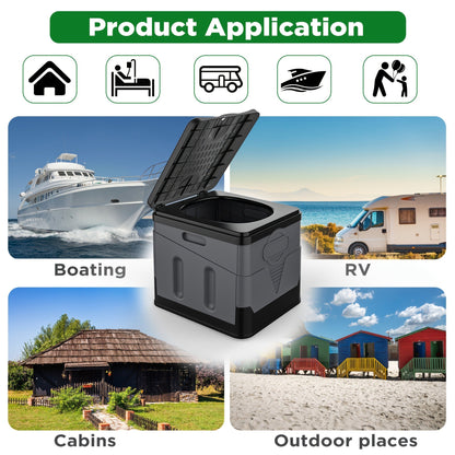 Portable Folding Camping Toilet with Carry Bag & 12 Waste Bags – Ventilated Easy-Clean Commode for Camping, Hiking, Boating, Road Trips