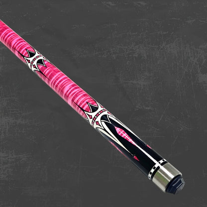 Two-Piece Carbon Fiber Pool Cue with Metal Joint, Wrap Section and Pink or Blue Graphic Designs