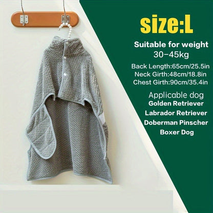 Gray Striped Microfiber Pet Bath Wrap with Adjustable Closure in Small, Medium and Large Sizes
