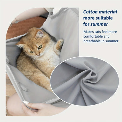 Cat Grooming Apron Restraint Bag with 4 Fixed Holes – Breathable Anti-Scratch Cat Bathing Bag for Nail Trimming, Ear Cleaning & Grooming