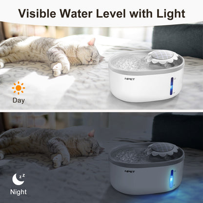 Automatic Pet Water Fountain 2L / 67oz – Ultra-Quiet Pump, Visible Water Level Window, Cat & Dog Water Dispenser, Safe BPA-Free Design
