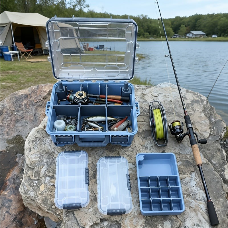 Fishing Tackle Box with Adjustable Dividers & Handle – Multi-Layer Large Capacity Portable Lure Storage Organizer for Hooks