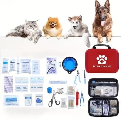 101-Piece Pet First Aid Kit with Portable Case – Multifunctional Emergency Dog & Cat Care Kit for Hiking, Camping, Backpacking