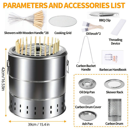 Wood Burning Camp Stove with Chimney Pipe Portable Outdoor Camping Stove for Cooking, BBQ, Boiling Water & Heating