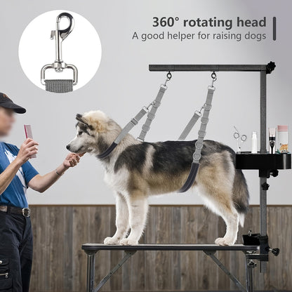 Dog Grooming Traction Rope Set 3pcs – Adjustable Restraint Loop with Rings, No Battery Needed, Pet Bathing & Styling Restraint Accessories