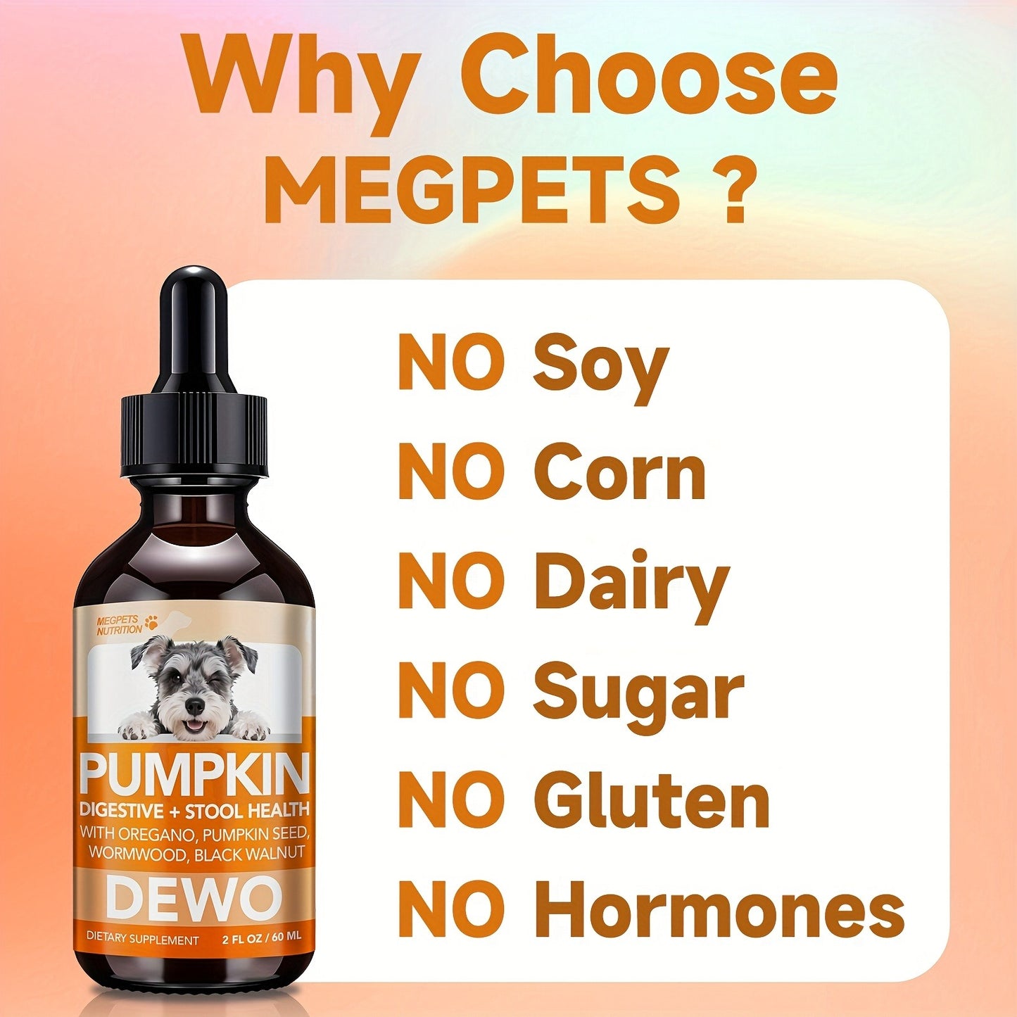 Pet Gut Wellness Drops with Black Walnut & Pumpkin Seed – Digestive Supplement for Dogs & Cats, Flora Balance