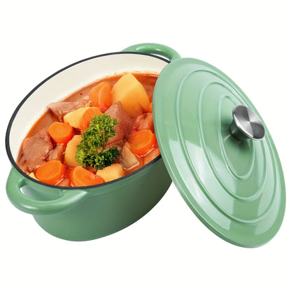 Dutch Oven Enameled Cast Iron 4.5QT with Lid & Dual Handles – Oval Non-Stick Enamel Coating for Bread Baking Soups Stews Braising | Stovetop