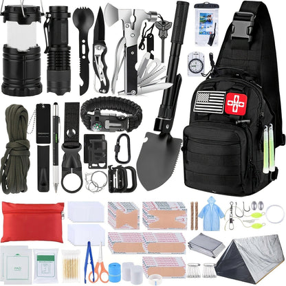 272-Piece Outdoor Tool and First Aid Supply Kits with Crossbody or MOLLE Bags in Four Configurations