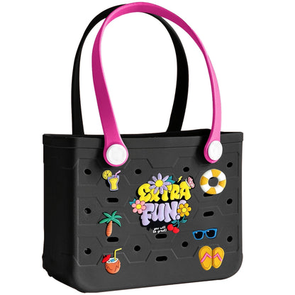 EVA Beach Bag for Women with Drainage Holes Waterproof Tote Bag Summer Outdoor Camping Shopping Travel Bag with Cute Decorations