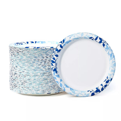 Paper Plates 10 Inch Botanical Leaf Design Soak Proof Disposable Dinner Plates for Party BBQ Holiday Everyday Use 50 100 204 Count