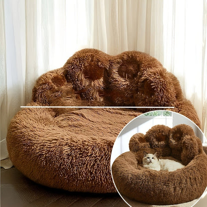 Dog Bed Cat Bed Bear Paw Round Plush Non-Slip – Soft Warm Cuddler Pet Mattress for Puppy, Small, Medium & Large Dogs and Cats