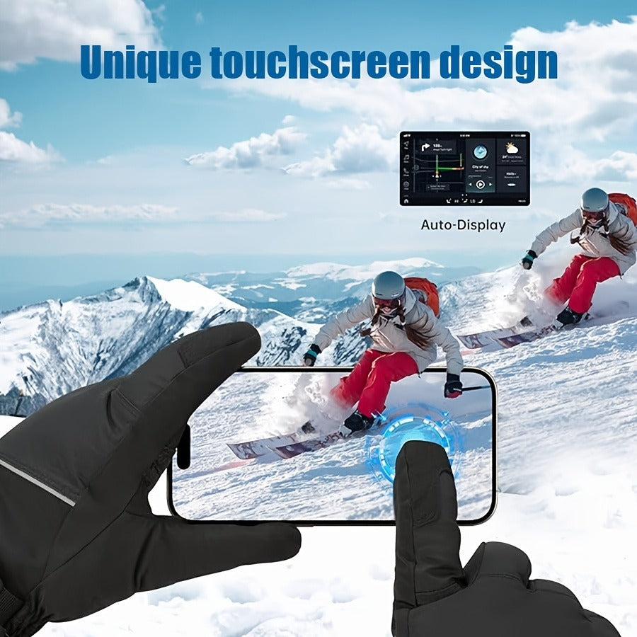 Rechargeable Full-Finger Heated Gloves with 2 × 5000mAh Battery Packs, Three Heat Levels and Touchscreen Fingertips